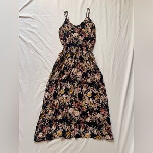 Lovestitch Black Floral Maxi Dress With Pockets